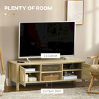 Mobile TV 47.3" con anta in rattan e spazio contenitore per TV sotto i 60 pollici