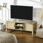 Mobile TV 47.3" con anta in rattan e spazio contenitore per TV sotto i 60 pollici