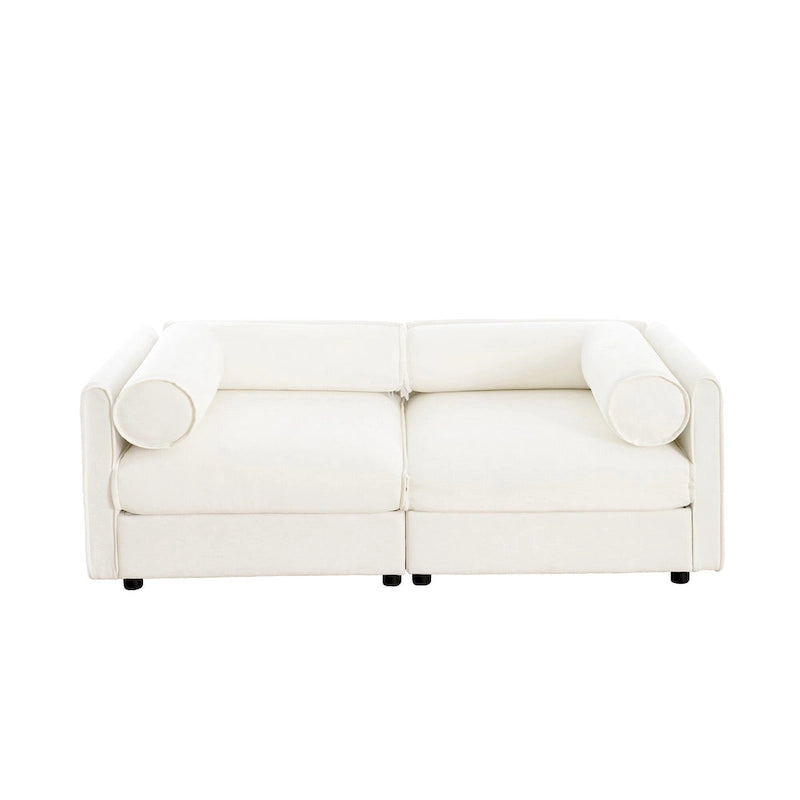 Divano modulare componibile a 2 posti imbottito in ciniglia da 75,5", con contenitore, combinazione fai da te