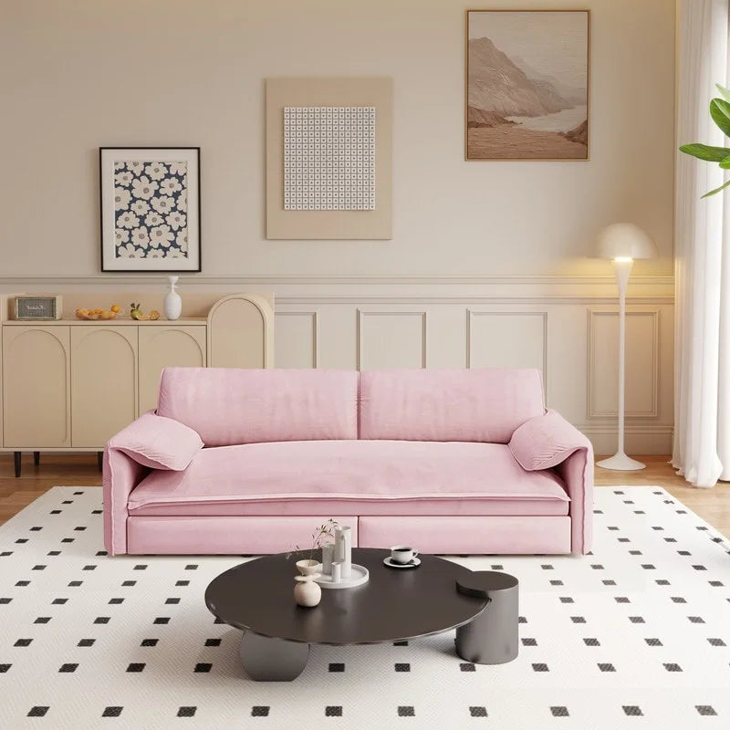 Divano letto estraibile Queen 66, divano letto convertibile 3-in-1 con vano portaoggetti laterale