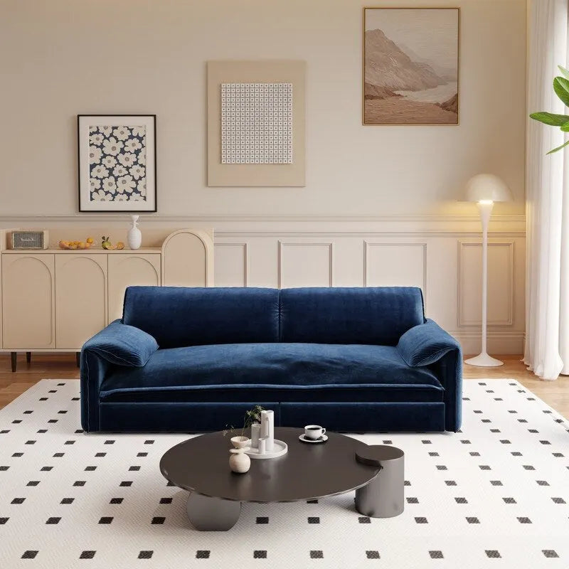 Divano letto estraibile Queen 66, divano letto convertibile 3-in-1 con vano portaoggetti laterale