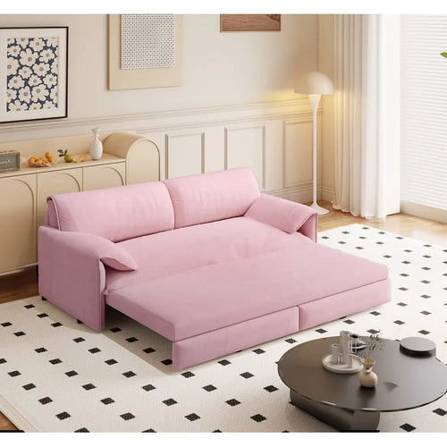 Divano letto estraibile Queen 66, divano letto convertibile 3-in-1 con vano portaoggetti laterale