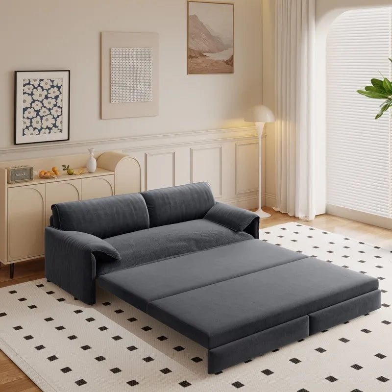 Divano letto estraibile Queen 66, divano letto convertibile 3-in-1 con vano portaoggetti laterale