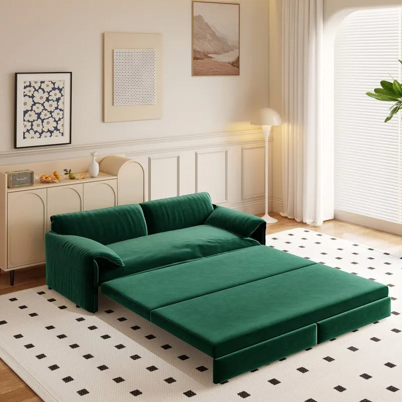 Divano letto estraibile Queen 66, divano letto convertibile 3-in-1 con vano portaoggetti laterale