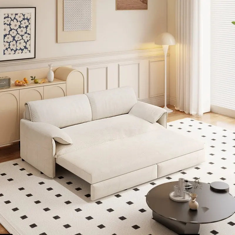 Divano letto estraibile Queen 66, divano letto convertibile 3-in-1 con vano portaoggetti laterale