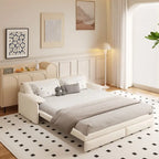 Divano letto estraibile Queen 66, divano letto convertibile 3-in-1 con vano portaoggetti laterale