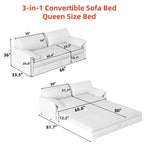 Divano letto estraibile Queen 66, divano letto convertibile 3-in-1 con vano portaoggetti laterale