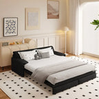 Divano letto estraibile Queen 66, divano letto convertibile 3-in-1 con vano portaoggetti laterale