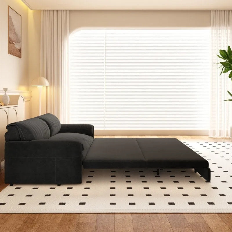 Divano letto estraibile Queen 66, divano letto convertibile 3-in-1 con vano portaoggetti laterale