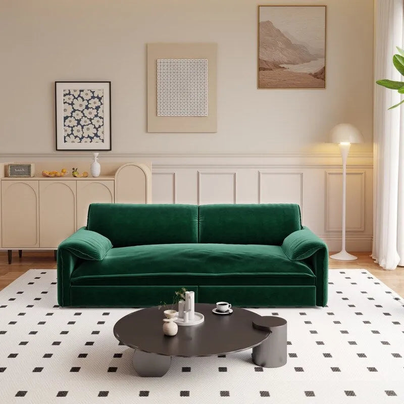 Divano letto estraibile Queen 66, divano letto convertibile 3-in-1 con vano portaoggetti laterale