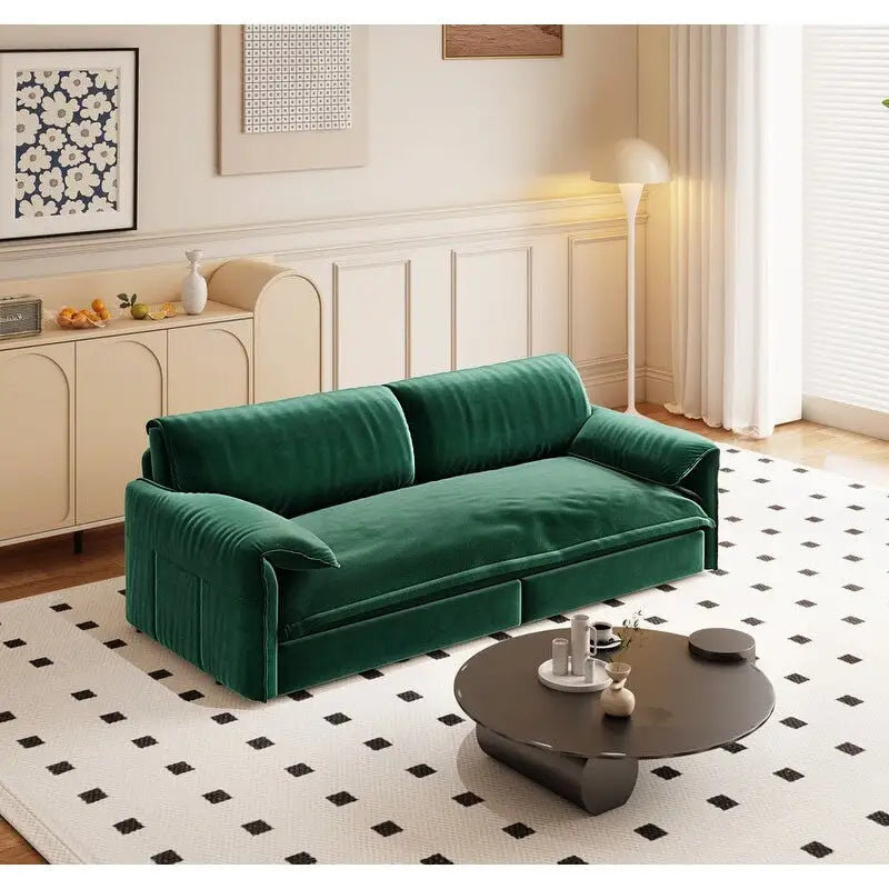 Divano letto estraibile Queen 66, divano letto convertibile 3-in-1 con vano portaoggetti laterale
