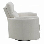 Poltrona reclinabile girevole e a dondolo, in bouclé beige felpato