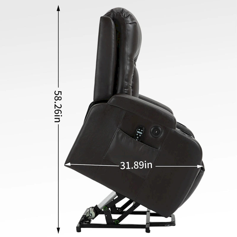 Poltrona Relax Elettrica con Posizione Infinita, Massaggio e Riscaldamento, Doppie Porte USB, Portabicchieri, Tasche Laterali, Ideale per Anziani