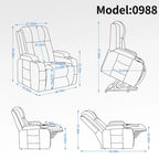 Poltrona Relax Elettrica con Posizione Infinita, Massaggio e Riscaldamento, Doppie Porte USB, Portabicchieri, Tasche Laterali, Ideale per Anziani