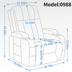 Poltrona Relax Elettrica con Posizione Infinita, Massaggio e Riscaldamento, Doppie Porte USB, Portabicchieri, Tasche Laterali, Ideale per Anziani