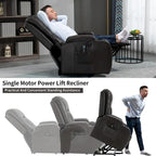 Poltrona Relax Elettrica con Posizione Infinita, Massaggio e Riscaldamento, Doppie Porte USB, Portabicchieri, Tasche Laterali, Ideale per Anziani