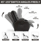 Poltrona Relax Elettrica con Posizione Infinita, Massaggio e Riscaldamento, Doppie Porte USB, Portabicchieri, Tasche Laterali, Ideale per Anziani