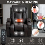 Poltrona Relax Elettrica con Posizione Infinita, Massaggio e Riscaldamento, Doppie Porte USB, Portabicchieri, Tasche Laterali, Ideale per Anziani