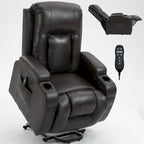 Poltrona Relax Elettrica con Posizione Infinita, Massaggio e Riscaldamento, Doppie Porte USB, Portabicchieri, Tasche Laterali, Ideale per Anziani
