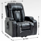 Poltrona Relax Elettrica con Posizione Infinita, Massaggio e Riscaldamento, Doppie Porte USB, Portabicchieri, Tasche Laterali, Ideale per Anziani