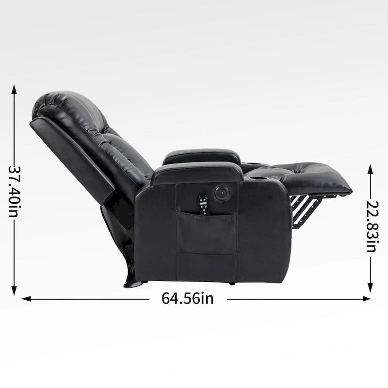 Poltrona Relax Elettrica con Posizione Infinita, Massaggio e Riscaldamento, Doppie Porte USB, Portabicchieri, Tasche Laterali, Ideale per Anziani