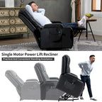 Poltrona Relax Elettrica con Posizione Infinita, Massaggio e Riscaldamento, Doppie Porte USB, Portabicchieri, Tasche Laterali, Ideale per Anziani