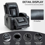Poltrona Relax Elettrica con Posizione Infinita, Massaggio e Riscaldamento, Doppie Porte USB, Portabicchieri, Tasche Laterali, Ideale per Anziani