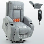 Poltrona Relax Elettrica con Posizione Infinita, Massaggio e Riscaldamento, Doppie Porte USB, Portabicchieri, Tasche Laterali, Ideale per Anziani