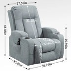 Poltrona Relax Elettrica con Posizione Infinita, Massaggio e Riscaldamento, Doppie Porte USB, Portabicchieri, Tasche Laterali, Ideale per Anziani