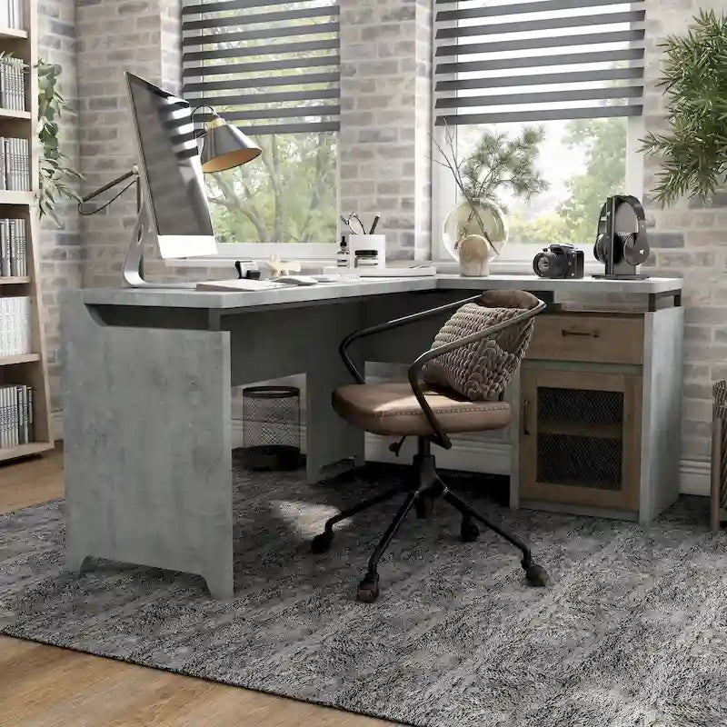 Scrivania a L multi-storage Urban da 63 pollici