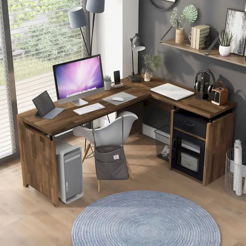 Scrivania a L multi-storage Urban da 63 pollici