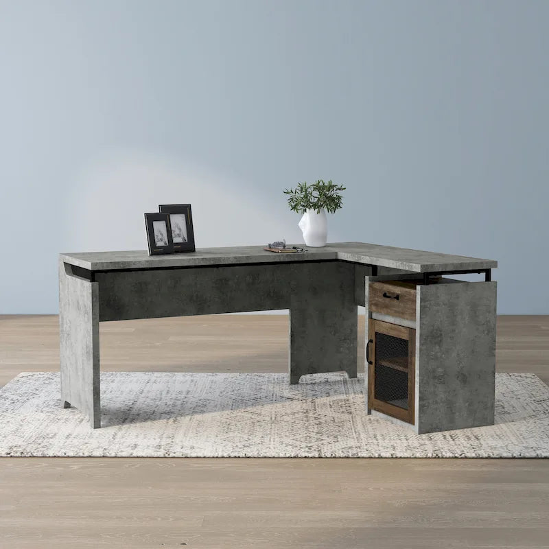 Scrivania a L multi-storage Urban da 63 pollici