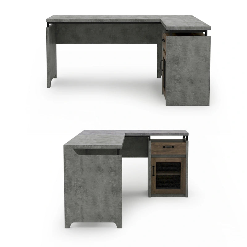 Scrivania a L multi-storage Urban da 63 pollici