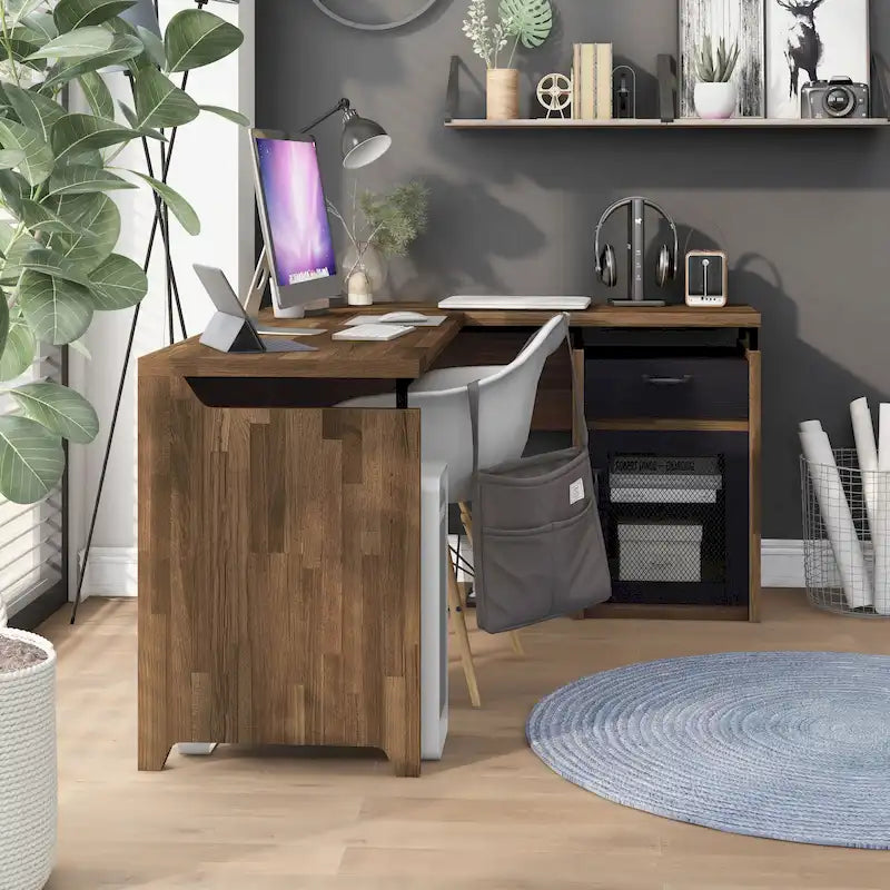 Scrivania a L multi-storage Urban da 63 pollici