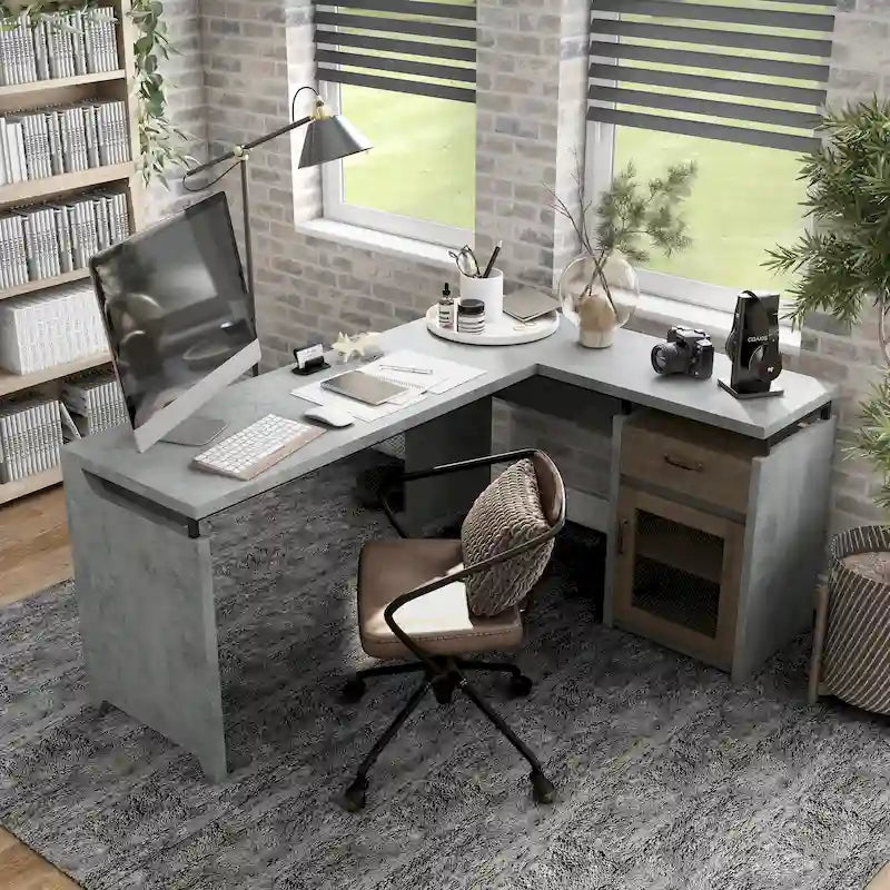 Scrivania a L multi-storage Urban da 63 pollici