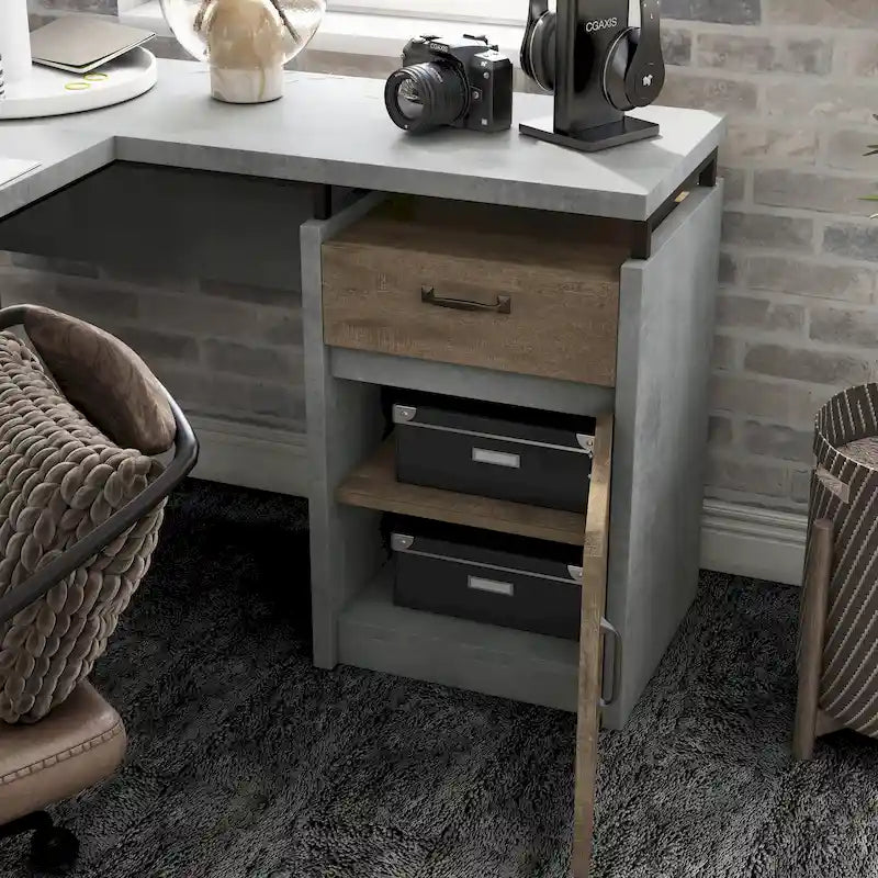 Scrivania a L multi-storage Urban da 63 pollici