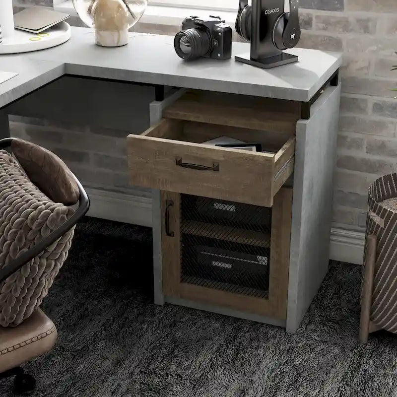 Scrivania a L multi-storage Urban da 63 pollici