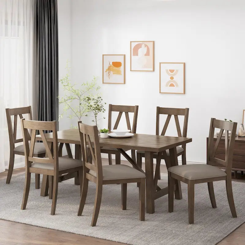 Tavolo da pranzo 7 pezzi Farmhouse Wood