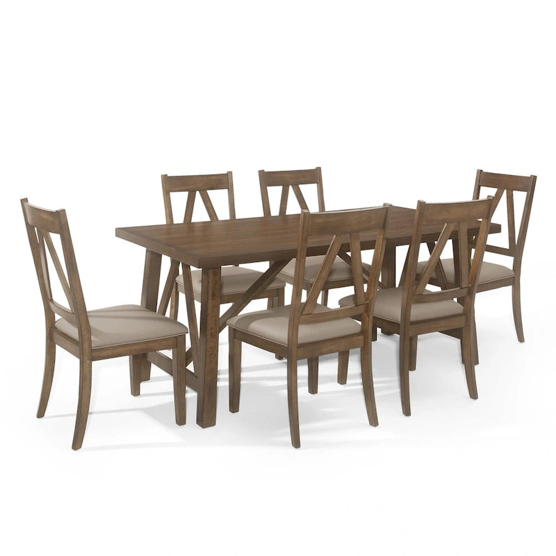 Tavolo da pranzo 7 pezzi Farmhouse Wood