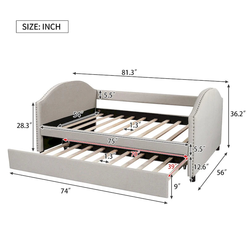 Divano letto imbottito Full Size con letto estraibile Twin Size
