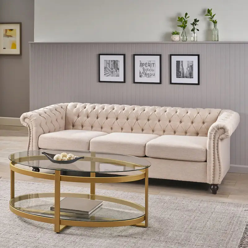 Divano Chesterfield a 3 posti con capitonné