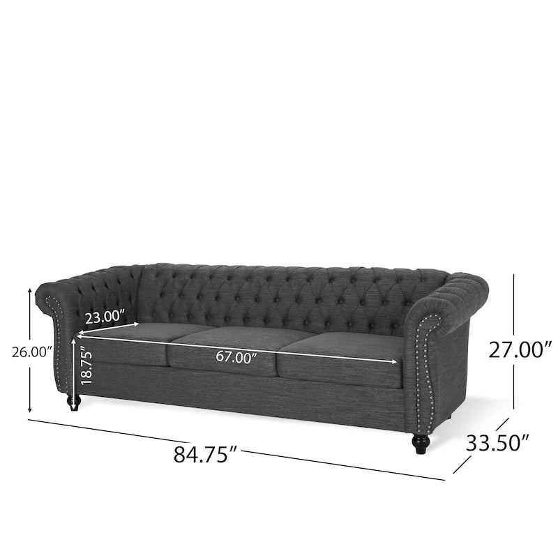 Divano Chesterfield a 3 posti con capitonné