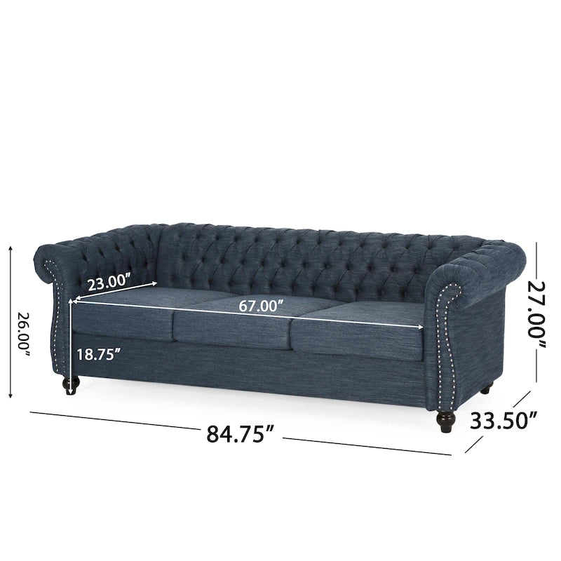 Divano Chesterfield a 3 posti con capitonné