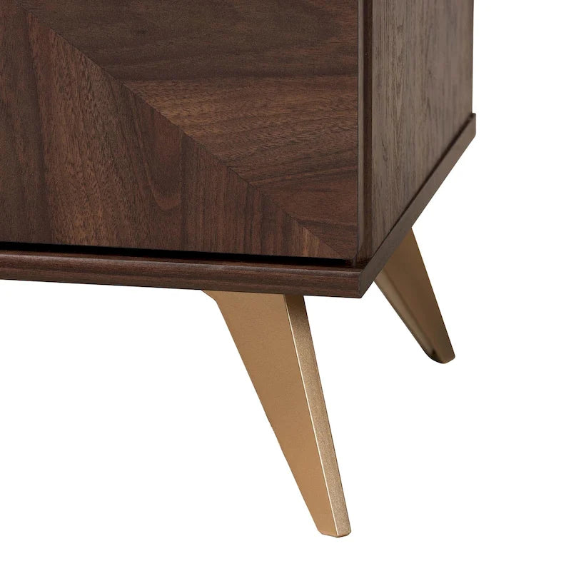 Cassettiera a 6 cassetti in legno con finitura marrone noce, in stile moderno di metà secolo, di transizione