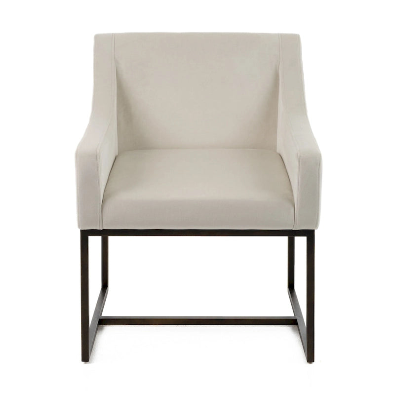 Sedia da pranzo moderna beige e ottone anticato color rame