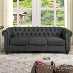 Divano Chesterfield in lino con bottoni a capitonné