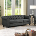 Divano Chesterfield in lino con bottoni a capitonné