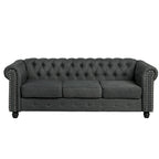 Divano Chesterfield in lino con bottoni a capitonné