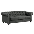 Divano Chesterfield in lino con bottoni a capitonné