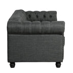 Divano Chesterfield in lino con bottoni a capitonné